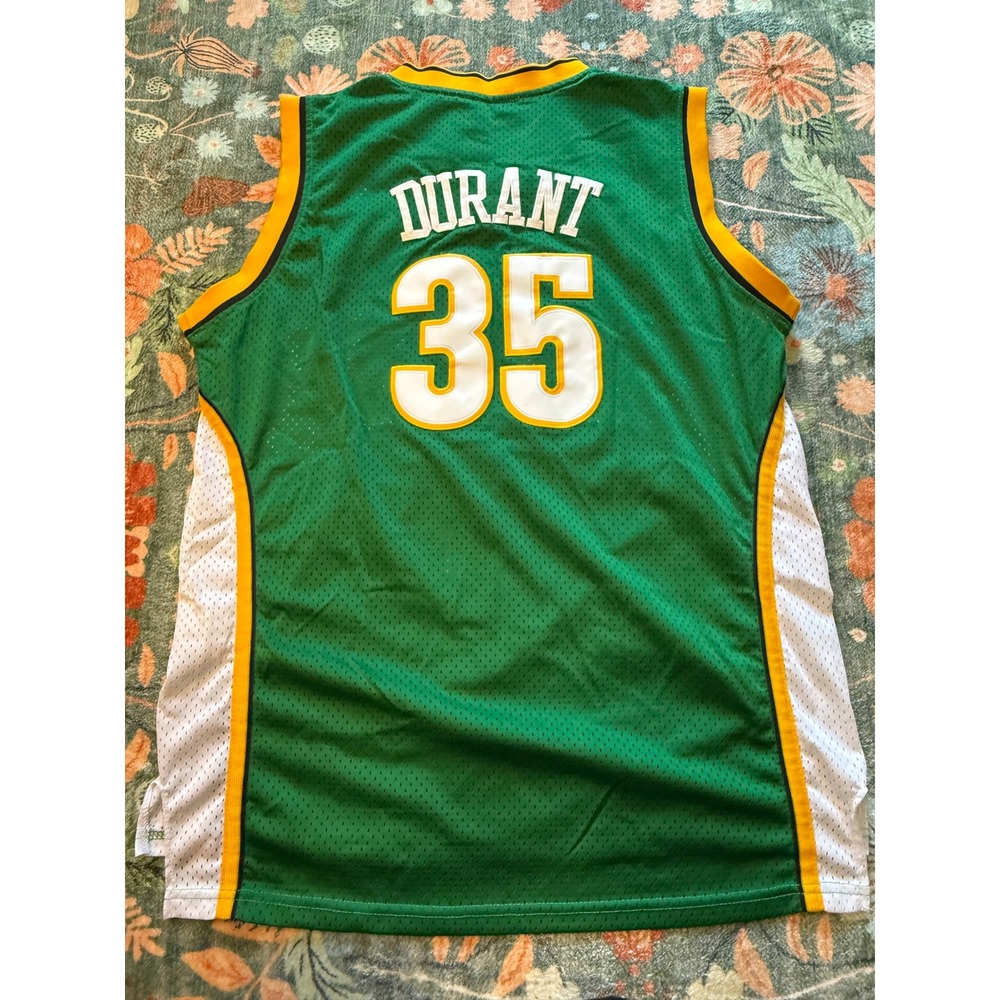 Adidas NBA Seattle SuperSonics Kevin Durant 35 Jersey Green Mens Large Length +2